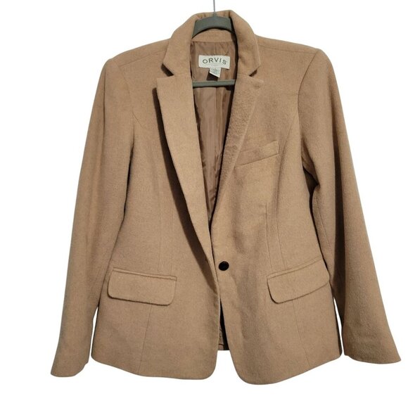 ORVIS Camel Wool Blazer Women Size 8 - Picture 1 of 12